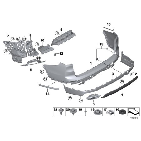 Moulure arrière côté gauche - Pièce d'origine BMW 51127441045