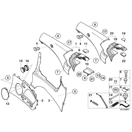 Cache de garniture gauche noir - Pièce d'origine BMW 51717022385