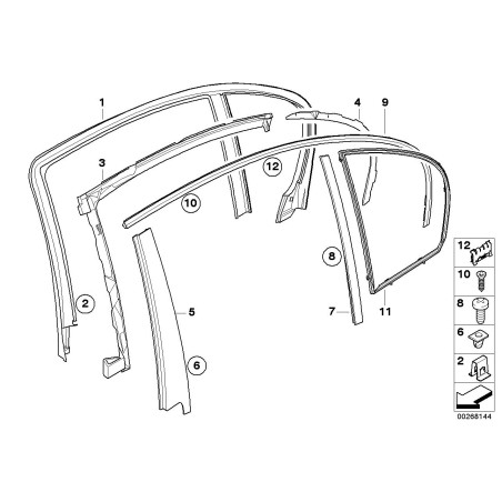 Coin de guidage de la vitre gauche en ligne d'ombre à haute brillance - Pièce d'origine BMW 51357897675