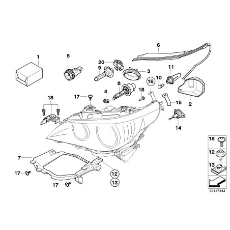 Cache de capuchon de lumière Xenon gauche - Pièce d'origine BMW 63116933239