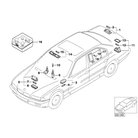 Feu de plaque d'immatriculation E38 - Pièce d'origine BMW 63268352424