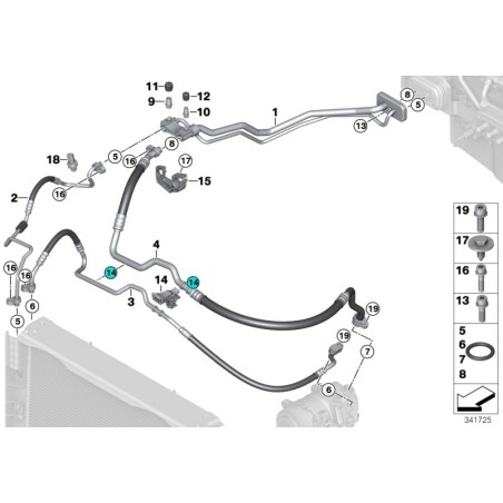 Support de ligne pour support de compresseur de climatisation - Pièce d'origine BMW 64509240651