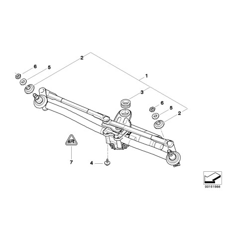 Tringlerie pour système d'essuie-glace avec moteur LHD - Pièce d'origine BMW 61617051669