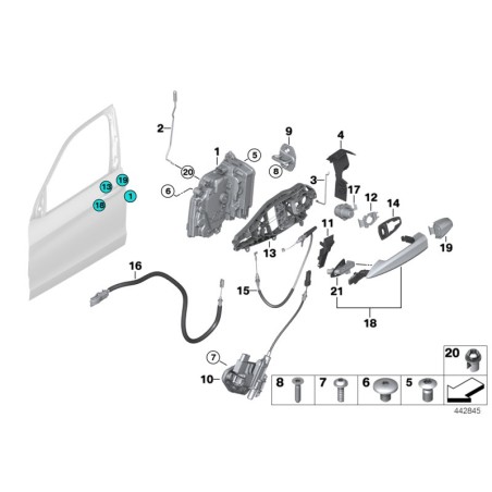 Câble de verrouillage Bowden avant gauche - Pièce d'origine BMW 51207419839