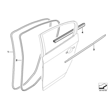 Cache/couvercle de canal noir mat/arrière gauche - Pièce d'origine BMW 51347060249