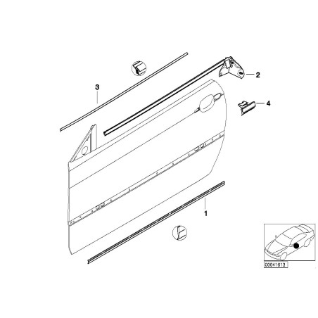 Garniture de porte avant gauche et droite en finition noir mat - Pièce d'origine BMW 51328227625/51328227626