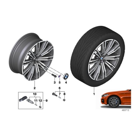 Emblème M, autocollant de roue en alliage léger, 1 quantité - Pièce d'origine BMW 36112228660.