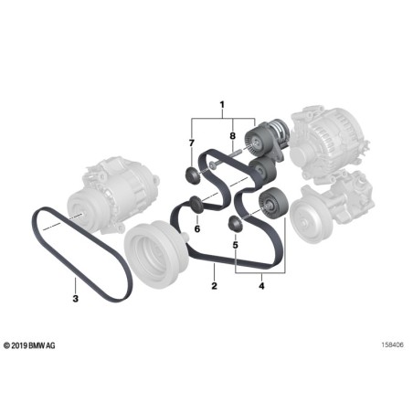 Assemblage de tendeur de courroie mécanique - Pièce d'origine BMW 11287565225