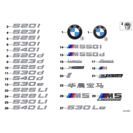 Emblème M - Pièce d'origine BMW 51148070804