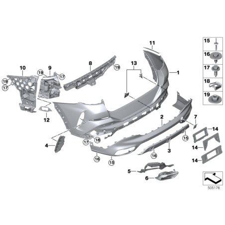 Sortie : Moulure de ligne d'ombre d'échappement gauche N/S - Pièce d'origine BMW 51128078669