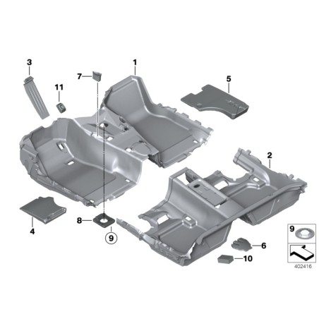 Insert de repose-pieds pour conducteur - Noir - Pièce d'origine BMW 51478053899