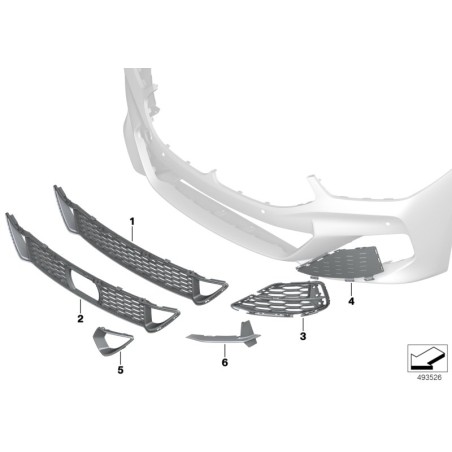 Pièce automobile : Grille centrale inférieure du pare-chocs avant - Pièce d'origine BMW 51117418733