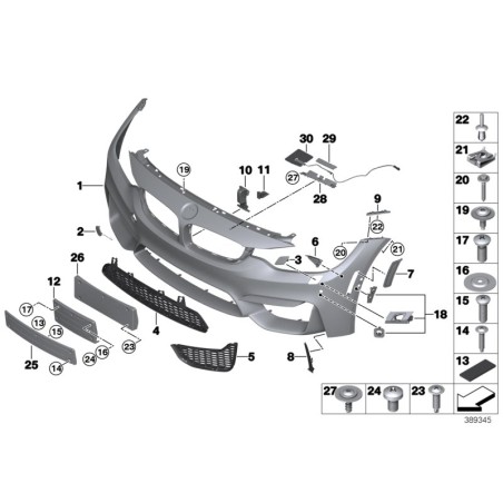 Pièce automobile : Grille inférieure avant droite du pare-chocs avant - Pièce d'origine BMW 51118054302