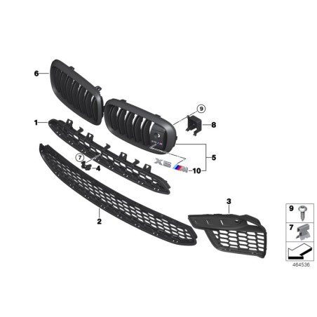 Pièce automobile : Ensemble de grille ouverte de pare-chocs avant - Pièce d'origine BMW 51118056261/51118056262