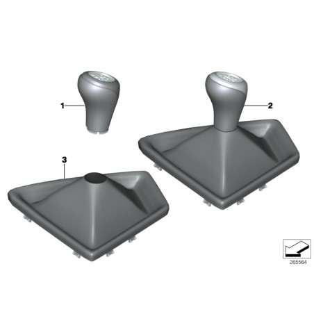 Pièce automobile : Pommeau de levier de vitesses M 6 vitesses + manchon en cuir LHD - Pièce d'origine BMW 25112284555