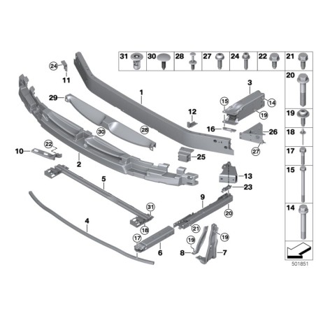 BMW/ Adaptateur inférieur droit - Pièce d'origine BMW 51117301604