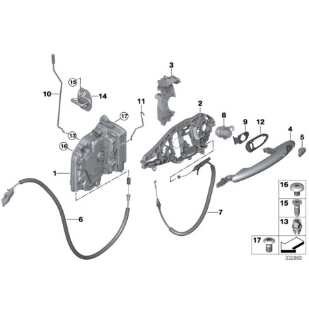 Poignée de porte extérieure droite BMW/Carrier - Pièce d'origine BMW51217296458