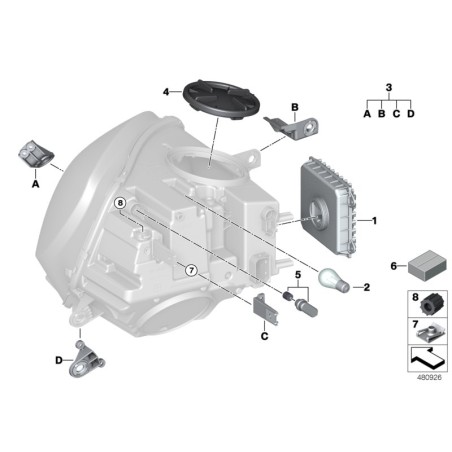 BMW/Unité de commande pour phare avant - Pièce d'origine BMW63117492089