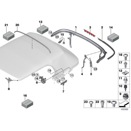 Pièce automobile : Moulure arrière du coffre du toit convertible côté droit - Pièce d'origine BMW54347364822