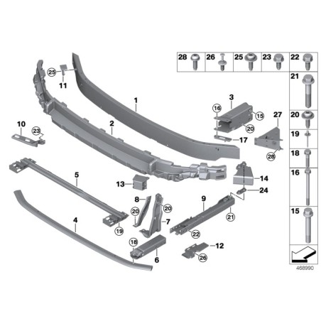 BMW/Élément de déformation inférieur droit - Pièce d'origine BMW51117301588