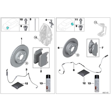 Boulon de support d'étrier de frein avant M12x1.5 2pcs - Pièce d'origine BMW 34106864424