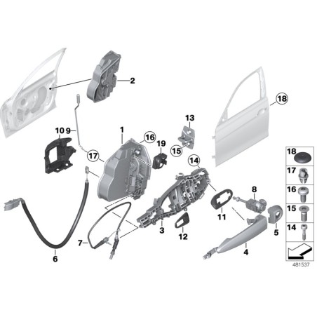 BMW/Loquet de porte avant droit - Pièce d'origine BMW51217318416