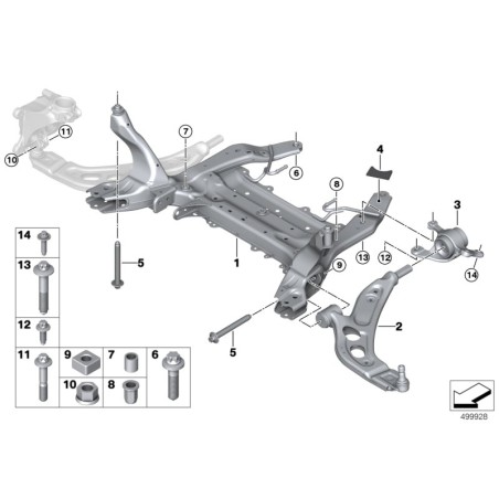 Bras de commande inférieurs avant - Ensemble de deux pièces d'origine BMW MINI 31126879844/31126879843.