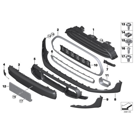 Pièce automobile d'origine BMW/Grid Center Grille BMW51117301563