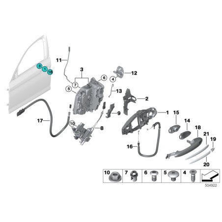 BMW/Écrou hexagonal - Pièce d'origine BMW63259128043