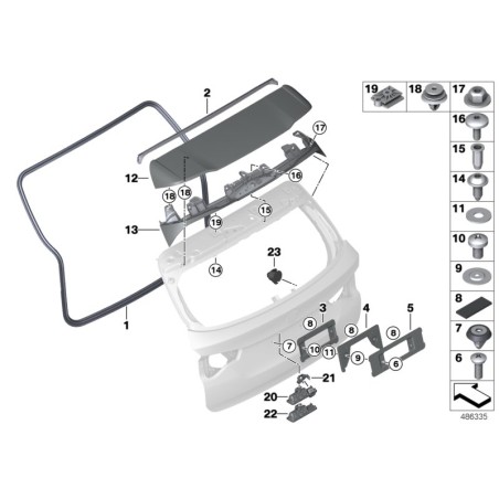 BMW/Support de plaque d'immatriculation arrière - Pièce d'origine BMW51187160607