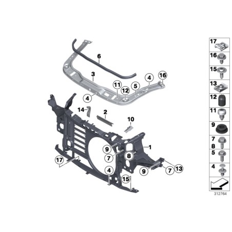 Panneau avant de support de radiateur JCW - Pièce d'origine MINI 51717147912