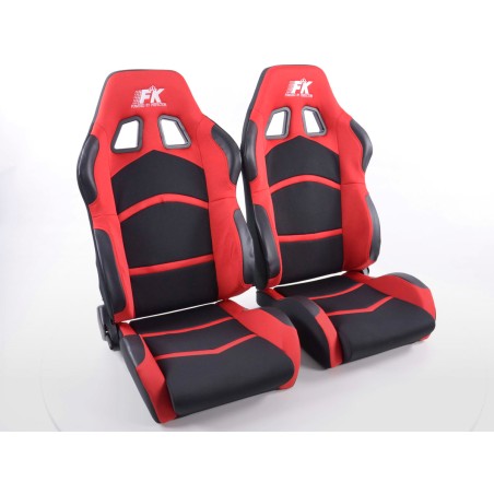 Sièges sport FK Set de sièges auto demi-coque tissu Cyberstar noir / rouge