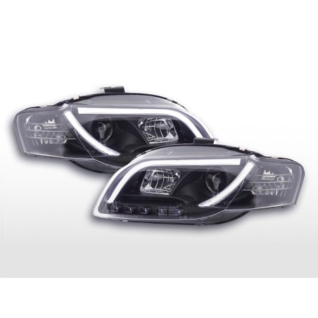 Phare Daylight à LED DRL look Audi A4 type 8E 04-08 noir pour conduite à droite