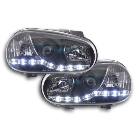 Phare Daylight LED look DRL VW Golf 4 type 1J 98-03 noir pour conduite à droite