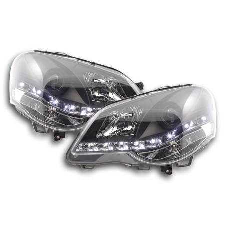 Phare Daylight LED look DRL VW Polo type 9N3 05-09 noir pour conduite à droite