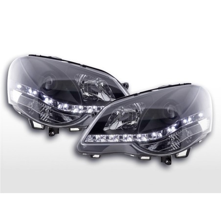 Phare Daylight LED look DRL VW Polo type 9N3 05-09 noir pour conduite à droite