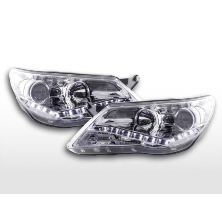 Phare Daylight LED DRL look VW Tiguan 07-11 chromé pour conduite à droite