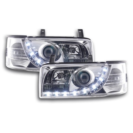 Phare Daylight LED look DRL VW Bus type T4 90-96 chromé pour conduite à droite