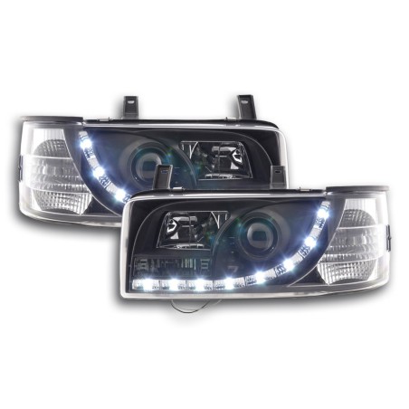 Phare Daylight LED look DRL Bus VW type T4 90-96 noir pour conduite à droite