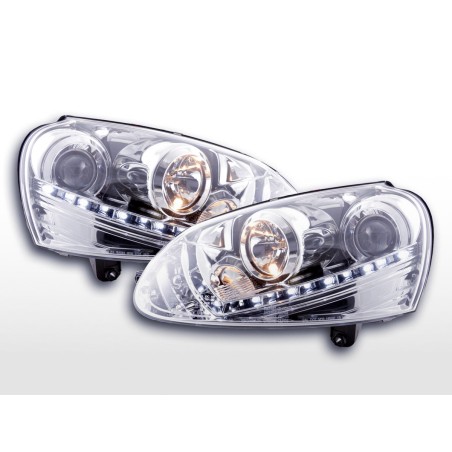 Phare Daylight LED Feux de jour LED VW Golf 5 type 1K 03-08 chrome pour conduite à droite