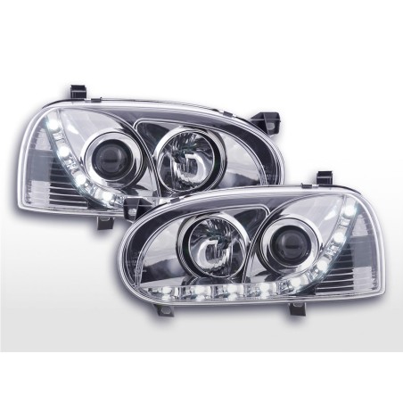 Phare Daylight LED feux de jour VW Golf 3 91-97 chrome pour conduite à droite