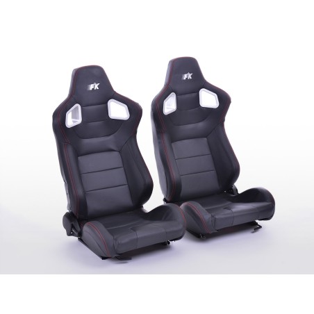 Sièges sport FK Sièges demi-coque pour voiture Set Stuttgart simili cuir noir aspect carbone