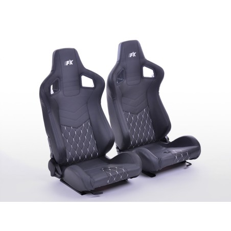 Sièges sport FK Sièges auto demi-coque Set Stuttgart cuir artificiel noir